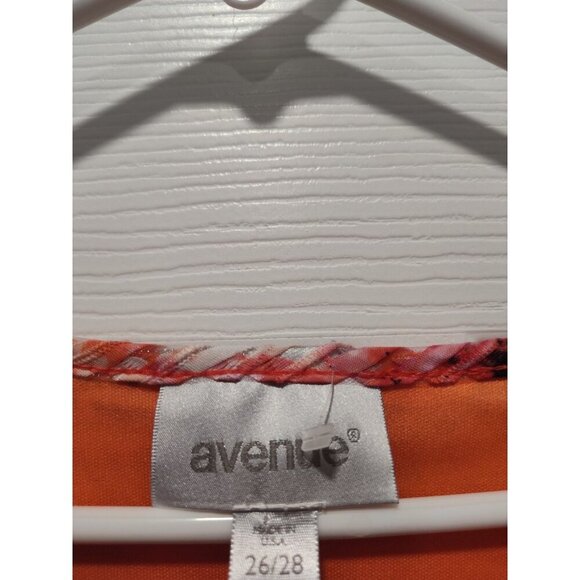 Avenue Size 26/28‎ Orange Black Pink White Lined Top 3/4 Sleeve Shirt - Picture 4 of 9